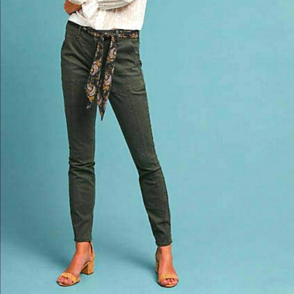 NWOT Anthropologie Jefferson Slim Utility Green Pants Sz 27